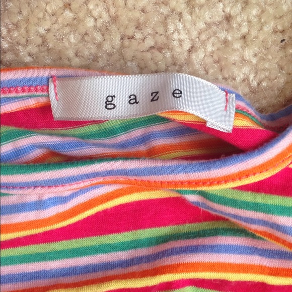 striped multicolored gaze tied crop top - Picture 4 of 4